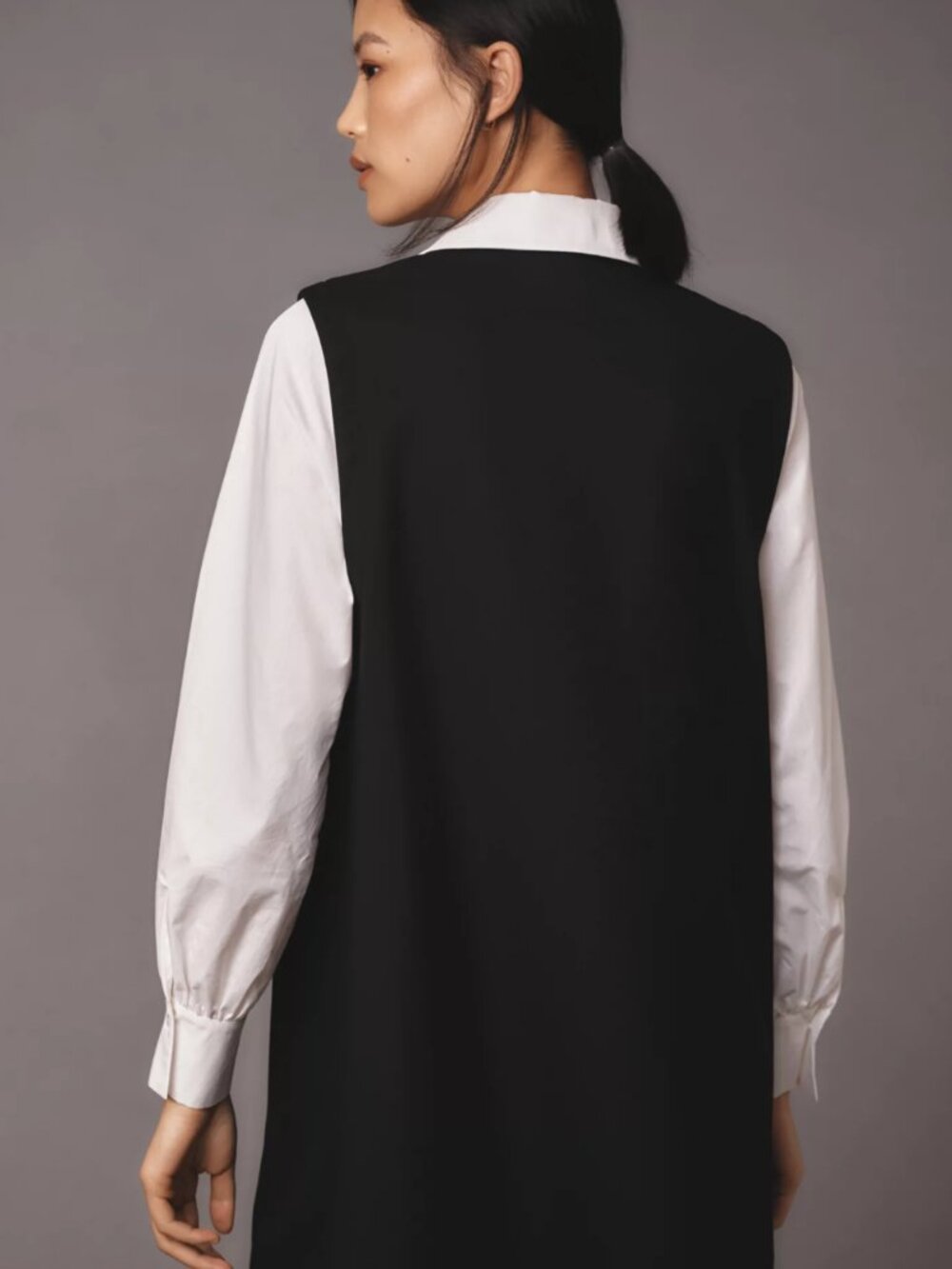 Maeve Long-Sleeve Twofer Pinafore Mini Dress - Picture 3 of 9
